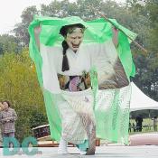 The main dancer played with a unique Japanese mask. 