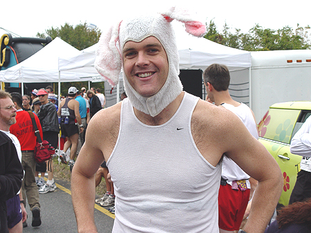 Doug McKlein from Boston transforms into The Bunny Man. 