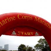 The United States Marine Corps released 60 doves at the start of the race. 