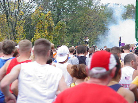 A Howitzer signals the start of the 28th Marine Corps Marathon.   