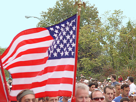 Stars and Stripes decorate the race. 