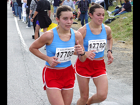 The woman's American record for the Marathon is 2:21:16 which is held by Deena Drossin. These twin girls have double the chance of beating that record!