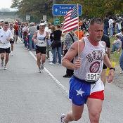 Runners were seen with American flags and patriotic sports gear. 