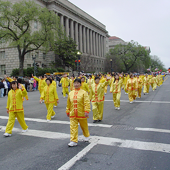 2003 Cherry Blossom Festival:  The parade takes place, rain or shine.  