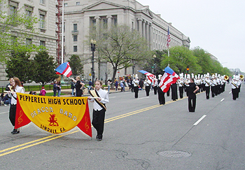 2003 Cherry Blossom Festival:  Principal Phil Ray sends his best in the form of Lindale, Georgia's Pepperell High School marching band.  