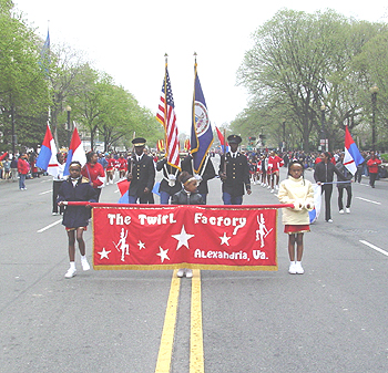 2003 Cherry Blossom Festival: The Twirl Factory, the Alexandria-Olympic Branch of the Boy's and Girl's Club in Alexandria, VA., is a thirty member team supervised by Irene Johnson. 