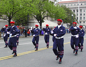 2003 Cherry Blossom Festival:  Many of The Marching Elites wear elaborate uniforms.  
