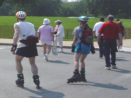 A couple of roller bladers, think again, police on the prowl