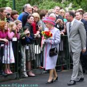 Virginia State Capitol, Richmond, Virginia - Her Majesty Queen Elizabeth, II greeted by children with flowers.