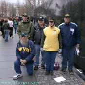 The Gathering of Eagles were in Washington to protect war memorials. Here a group of five watch over the Vietnam Memorial Wall.
 