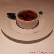 Valrhona Chocolate Pudding served with Raspberry Coulis