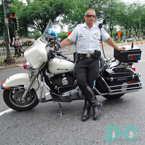 One of DC finest, riding a  Harley Davidson Police Special.