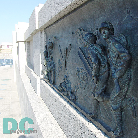 Bas relief sculpture along the World War II ceremonial entrance.