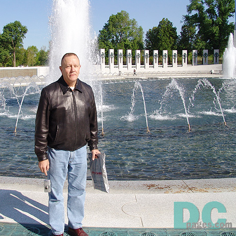 John Gardner was the first public visitor to the World War II Memorial. "The Memorial is truly a jewel in the Mall."