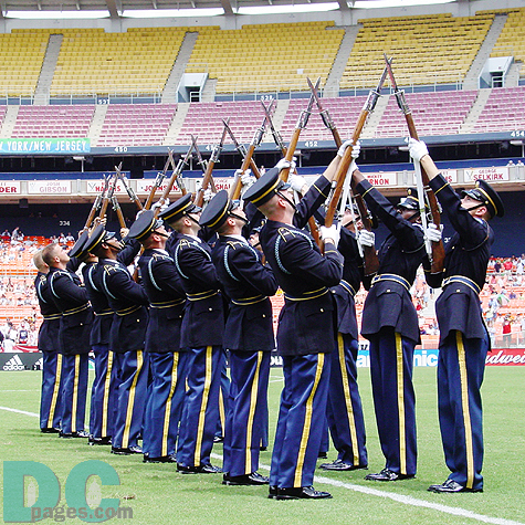 District of Columbia Army National Guard officers were showing a great performance to celebrate MLS ALL STAR GAME. 