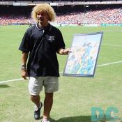 After his game, Valderrama showed up on the ground with the official poster for 2004 MLS ALL STAR GAME. 