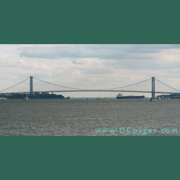 The Verrazano-Narrows Bridge is a double-decked suspension bridge that connects the boroughs of Staten Island and Brooklyn in New York City at the Narrows, the reach connecting the relatively protected upper bay with the larger lower bay.
