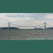 The Verrazano-Narrows Bridge is a double-decked suspension bridge that connects the boroughs of Staten Island and Brooklyn in New York City at the Narrows, the reach connecting the relatively protected upper bay with the larger lower bay.