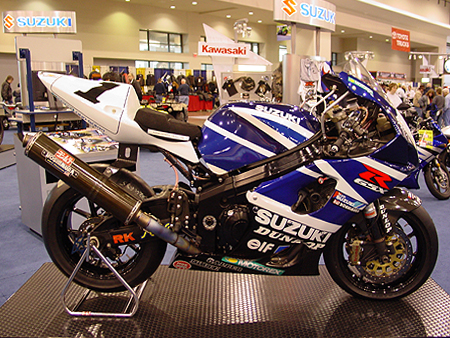 This is the GSXR-1000R superbike racer that is Yoshimura's official home to the American Suzuki Superbike racing efforts. This particular bike was ridden by newcomer Ben Spies. 