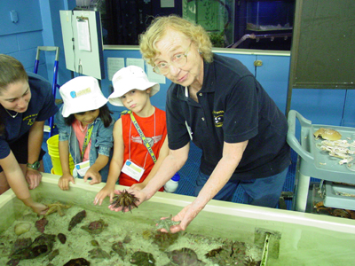 These kids get to have hands on experience with sea urchins.