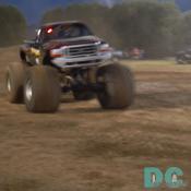A local monster truck driver races his beast around the dirt.