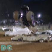 This shot was taken as the monster truck begins to crash on its side.