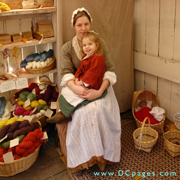 Rachel Summers and her daughter display many fine yarn and dyes.