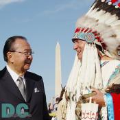 Senator Daniel K. Inouye (left) and Director of the National Museum of the American Indian W. Richard West (right).