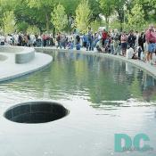 Exterior water feature pays homage to Tiber Creek, a tidal creek that originally ran through the site when the National Mall was a swamp. The quiet pool flows into a circular drainage beside the main entrance of the Museum..