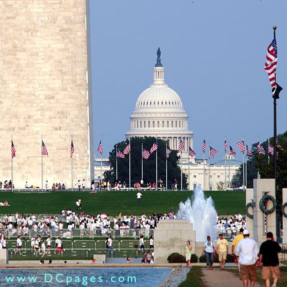 Thousands of people gather at the National Mall in Washington, D.C., to participate in the second annual America Supports You Freedom Walk, Sept. 10, 2006. The walk began at the National Mall and ended with a light display at the Pentagon.