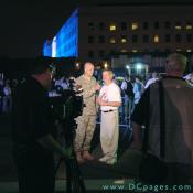 SSG Jake Newman from the Pentagon Channel News interviews Jim Nicholson, Secretary of Veteran Affairs,about the the 'Freedom Walk.' This event is quite a patriotic outpouring of American support of those who gave their lives here five years ago."