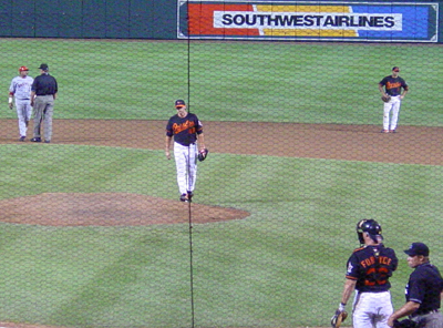 The Orioles pitcher heads back to the mound.