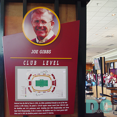 Fedex Field Club Level dedicated to Hall of Fame Coach. The best coach in NFL history.