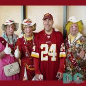 Redskins super fan, Joe Knight clowns around with the world famous Hogettes.
