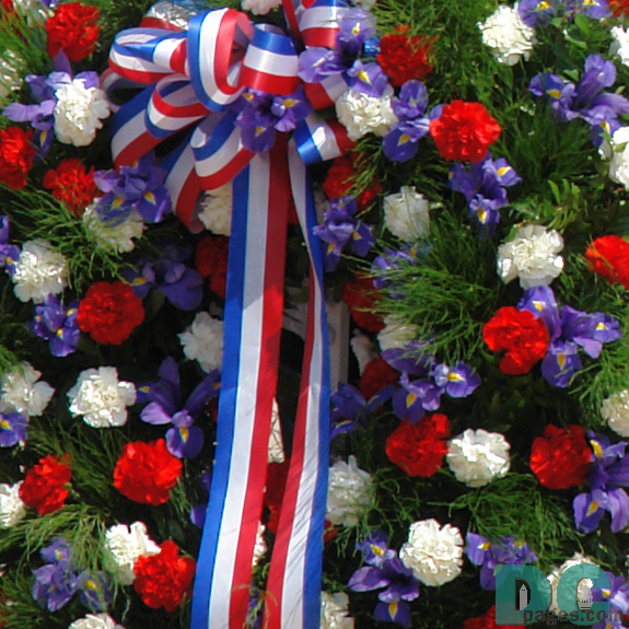 A closeup of the Memorial Day wreath.