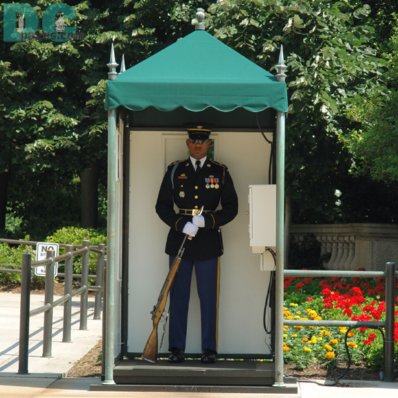 Old Guard sentry stays at this position during the ceremony.