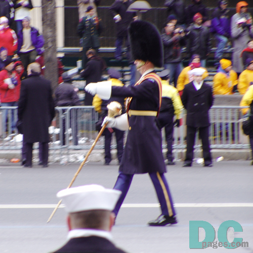 Drum Major, SGM Mitchell D. Spray from The U.S. Army Band "Pershing's Own"
leading The U.S. Army Ceremonial Band in the 55th Presidential Inauguration
parade. For more information on The U.S. Army Band, including upcoming concerts, please visit: www.usarmyband.com