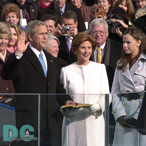 With his family by his side, President George W. Bush is sworn in for his second term as the 43rd President of the United States.