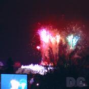 Fireworks explode over the White House on the eve of President Bush's inauguration