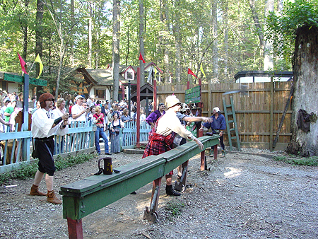 Axe throwing is a very popular event at the festival