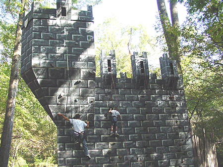 Now this climbing wall was fun and challenging to climb.  It was built to resemble a castle wall...cool.  
