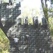 Now this climbing wall was fun and challenging to climb.  It was built to resemble a castle wall...cool.  
