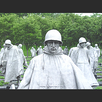 The statue of this soldier represents the point man in a platoon during the Korean War.
