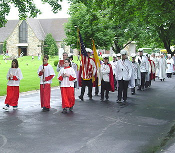 Knights of Columbus lead a procession at the 'Gates of Heaven' cemetary