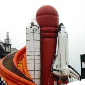 A space shuttle slide for the kids to play on