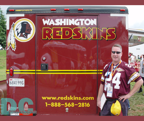 DC City Pages Matthew Cahill and Redskins truck.