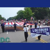 Louisburg - Wildcat Band - Louisburg - Kansas. Large U.S. national flag.