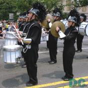 drummers and symbol guys with black plumed helmets