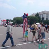 Uncle Sam on stilts