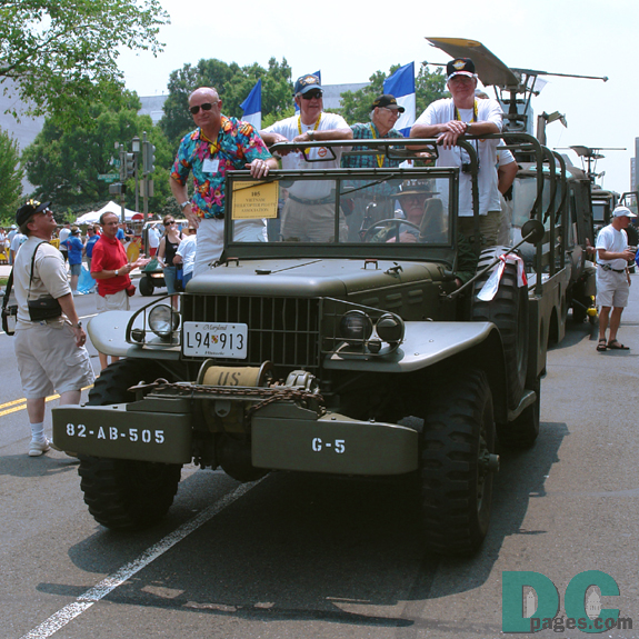 United States Veterans parade in a Vintage Army Jeep